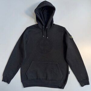 Black Stone Island logo-patch Cotton Hoodie